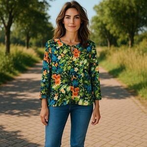 NWT The Modern Abstract x Stitch Fix Women’s Vibrant Floral Blouse Spring